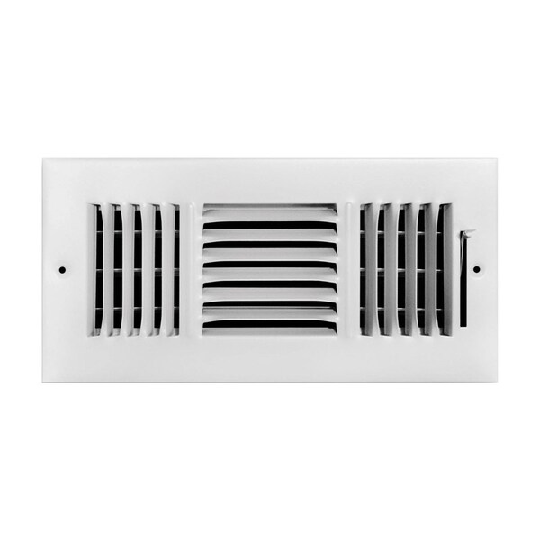 Greystone Tru Aire 6 in. H X 10 in. W 3-Way Powder Coat White Steel Wall/Ceiling Register C103M 10X06 - main
